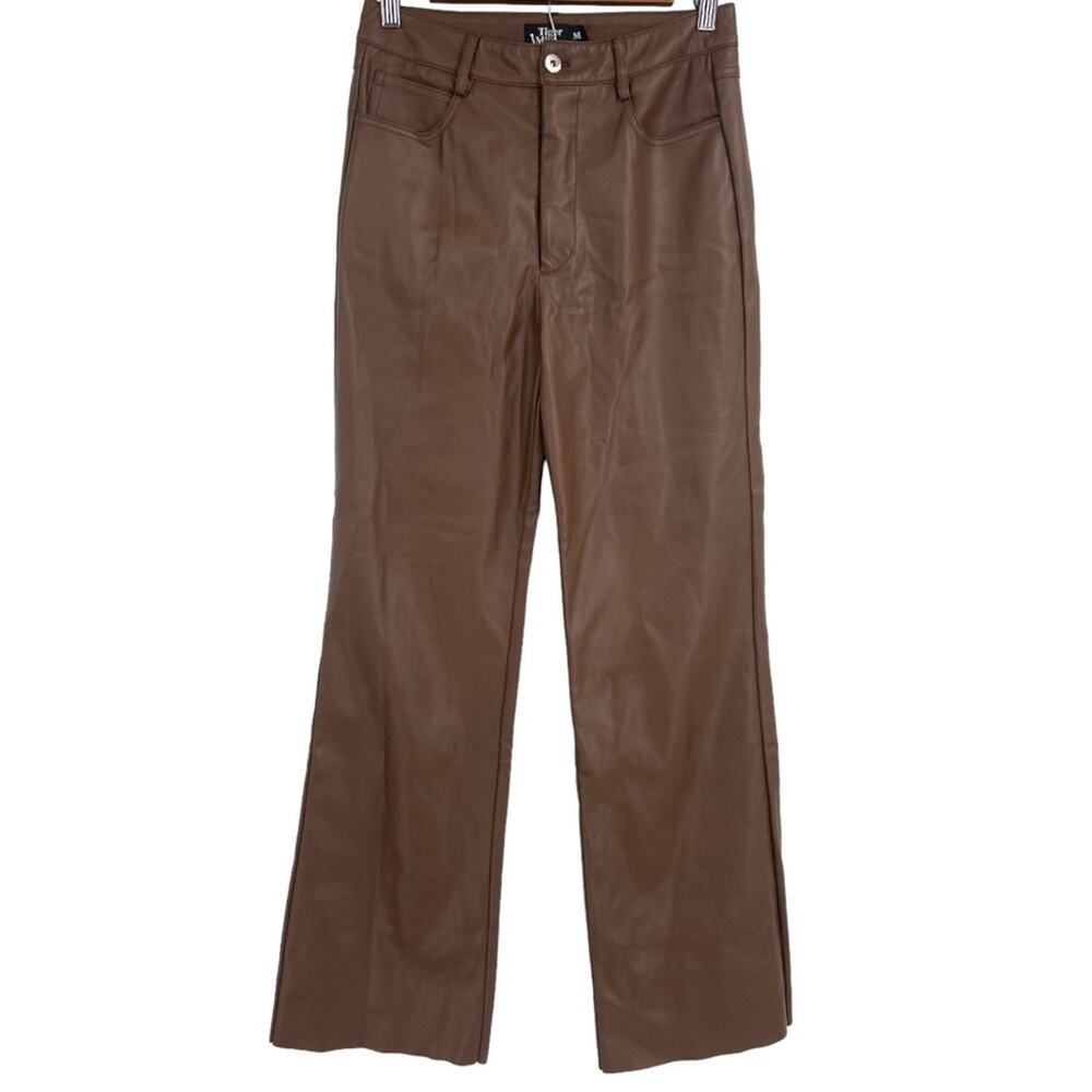 Tiger Mist Faux Leather Pants Brown Wide Leg Medium